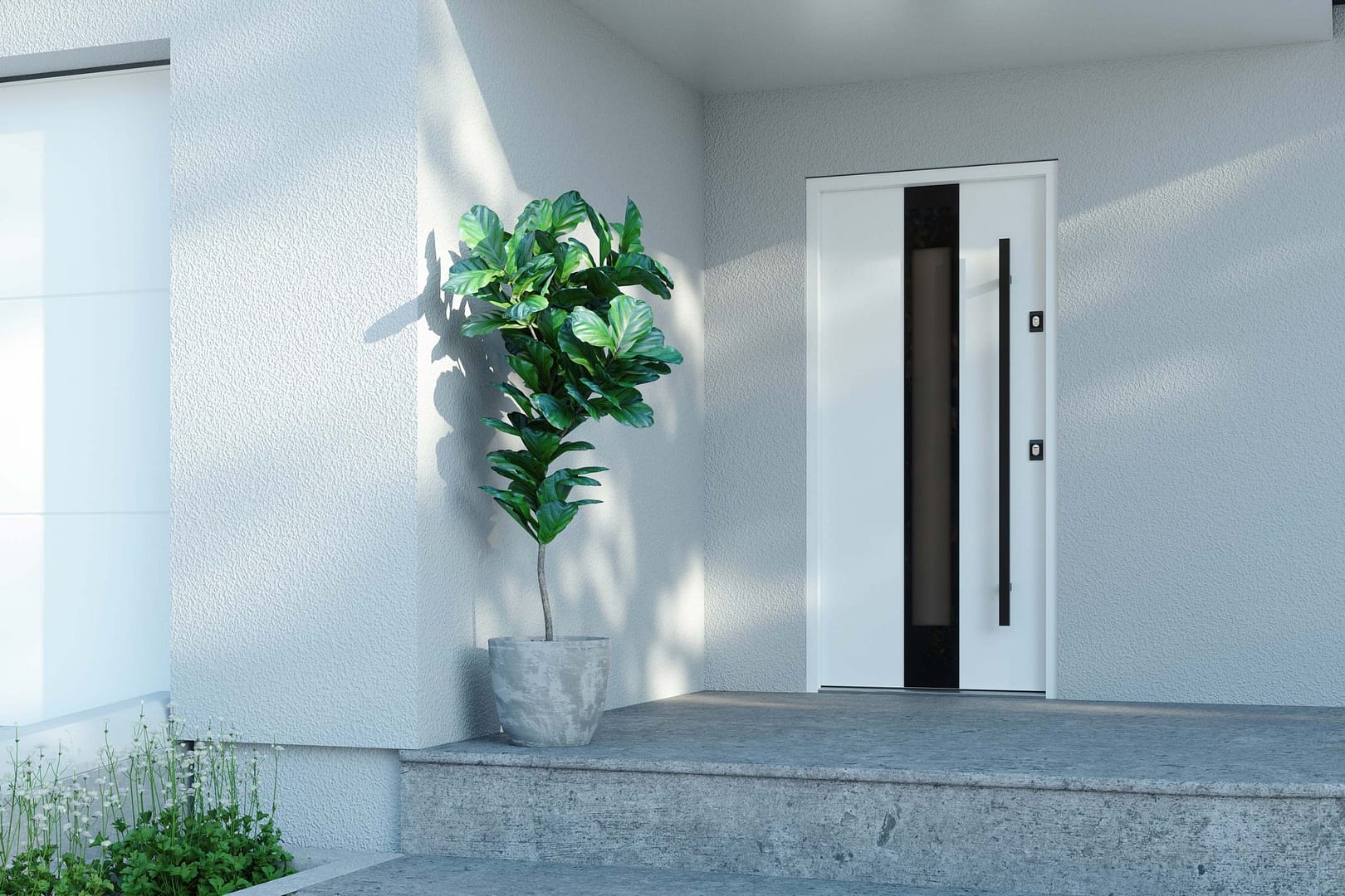 A stylish and secure white Aluminium door by Philip Whear